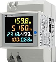 KETOTEK 6-in-1 Din Rail Energy Meter: AC 40-300V 100A Voltage Current Power kWh Frequency PF Monitor Built-in CT
