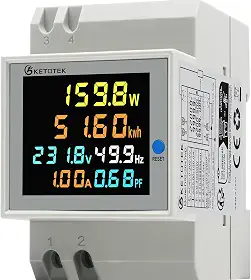 KETOTEK Medidor de energia digital 6 em 1 AC40 ~ 300 V 100 A voltímetro amperímetro trilho din, contador elétrico monofásico medição do consumo de tensão corrente fator de potência frequência