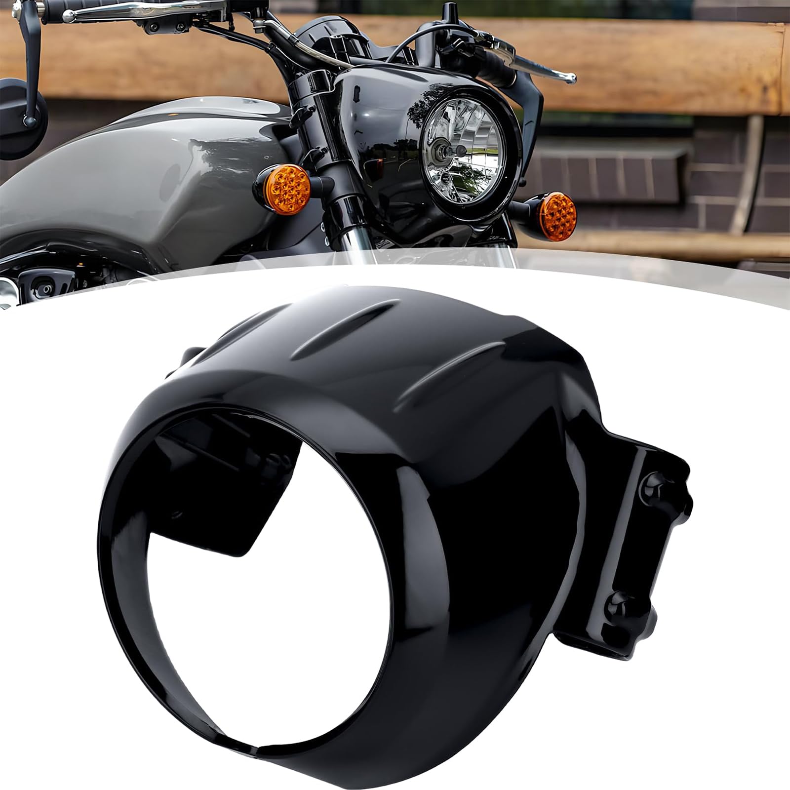 GZDLMoto Motorcycle Headlight Bezel Fairing Cover Kits for Indian Scout Sixty '2015+ Bobber Twenty Rogue 2018-2025 Headlight Visor Exterior Trim Parts(Vibrant Black)