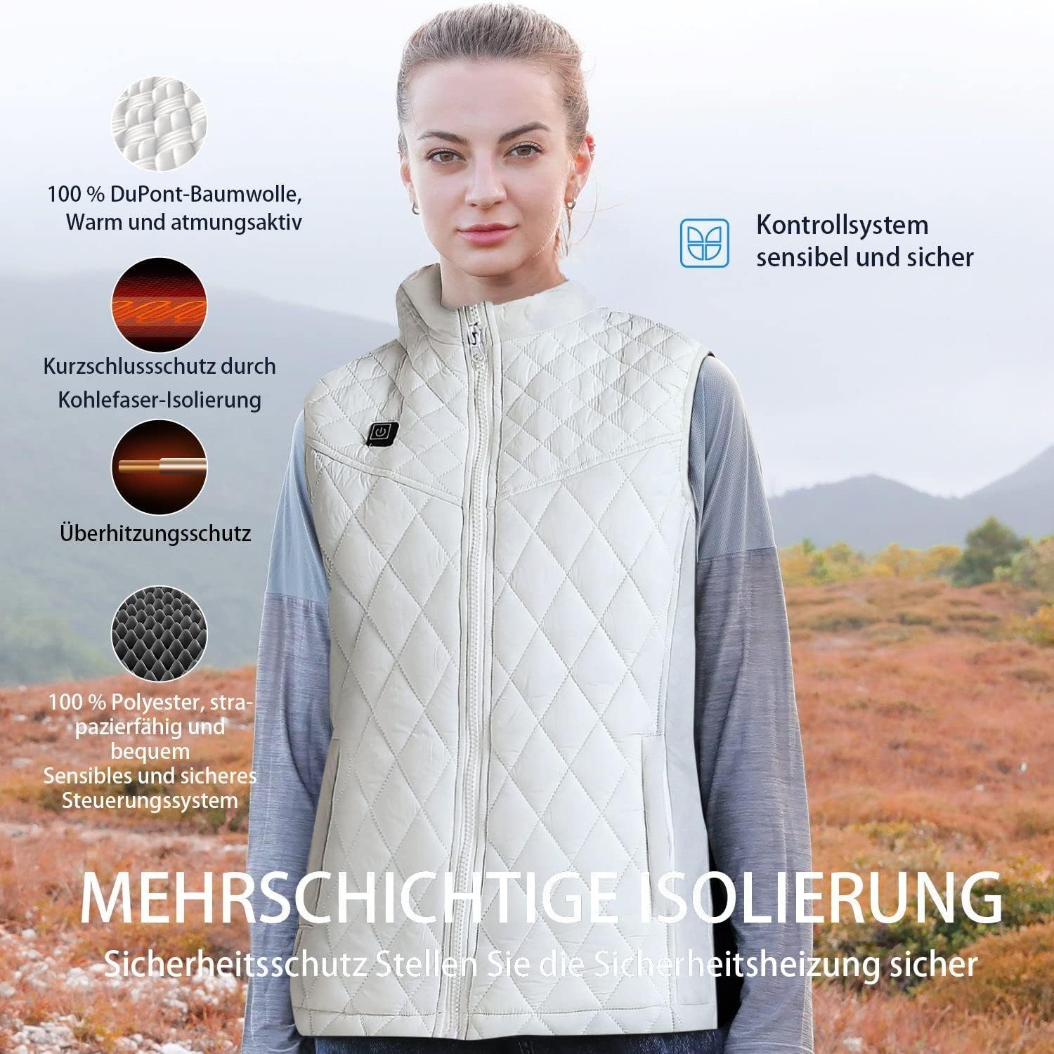 Chaleco Calefactable Hombre Mujer, USB Chaleco Chaquetas Calefactoras con Gran Zonas de Calefacción,3 Niveles de Calor (Pilas no incluidas)