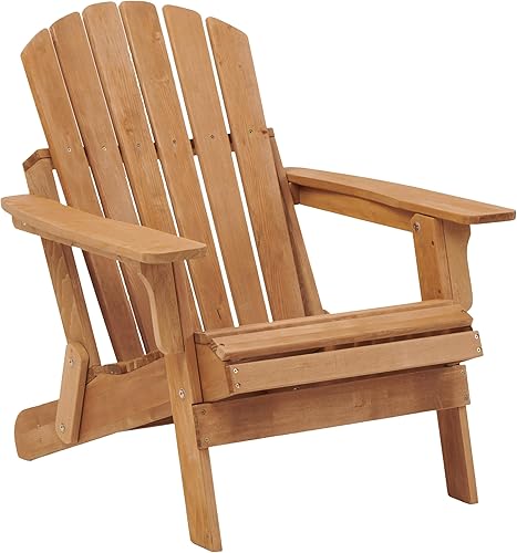 Oversized Wooden Outdoor Folding Adirondack Chair Pre - Assembled Backrest & Seat Board for Effortless Setup  Wood Patio Chair for Garden, Backyard,