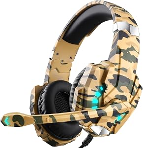 docooler Gaming Headset with Microphone, Over Ear Game Headset with 40mm HiFi Drivers, 120° Adjustable Mic, Memory Foam Ear Cushions for PC Laptop Mobile Console (Yellow)
