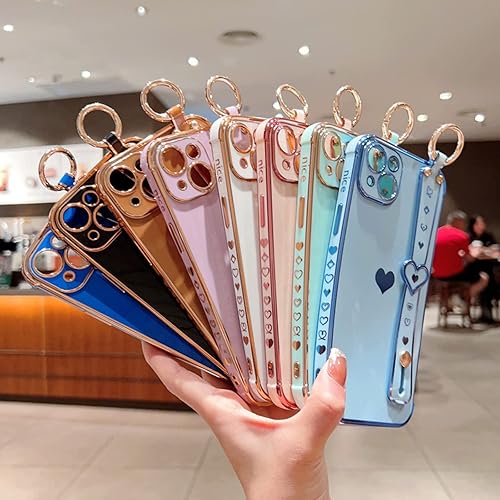 Miniatura 5 de Cutecasee Funda compatible con iPhone 13 Pro Max, lindo corazón de amor para niñas y mujeres, borde chapado de lujo, funda de TPU suave a prueba de