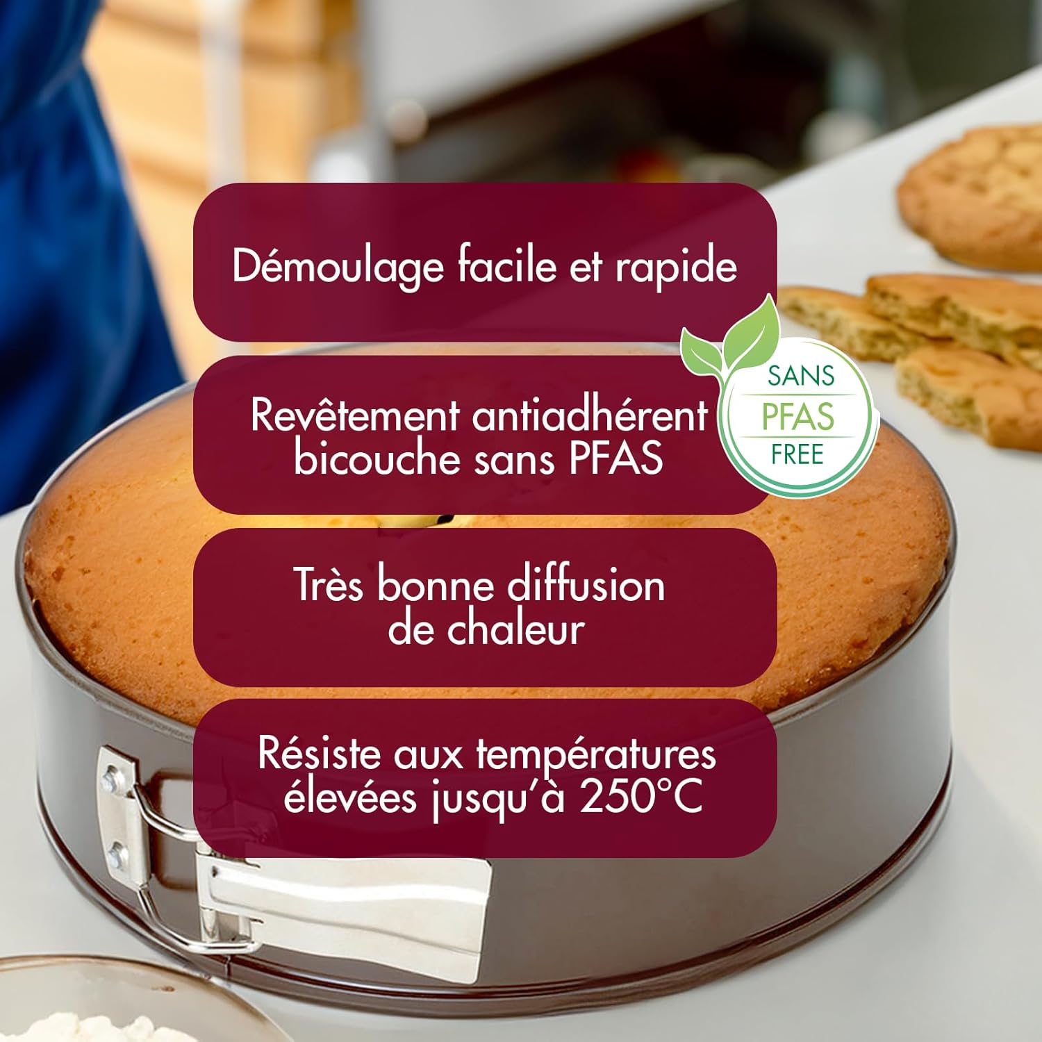 Gobel - Removable Springform Tin Ø 28 cm - Springform Mould 10/12 Parts - Steel - Non-Stick Bi-Layer Coating Guaranteed PFAS Free - Professional Quality