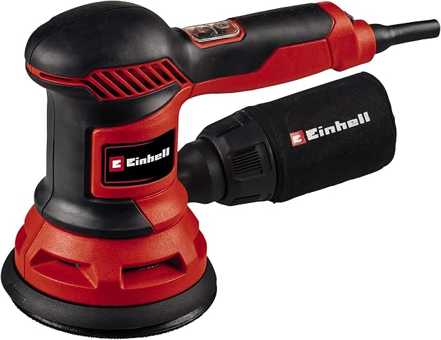 Szlifierka mimośrodowa Einhell TC-RS 425 E (425 W, tarcza szlifierska Ø 125 mm, maks. prędkość wibracji 26 000 obr./min, obwód rezonansowy 2,5 mm, w tym papier ścierny 1x P60, P80, P120)
