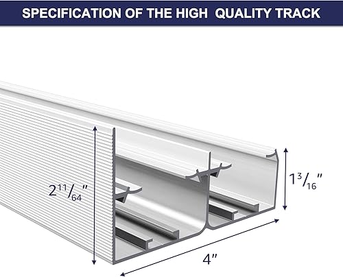 Miniatura 4 de Herrajes para puerta de derivación de 4 pies, kit de riel de puerta de armario, estilo montado en la parte superior, hecho de aluminio resistente,