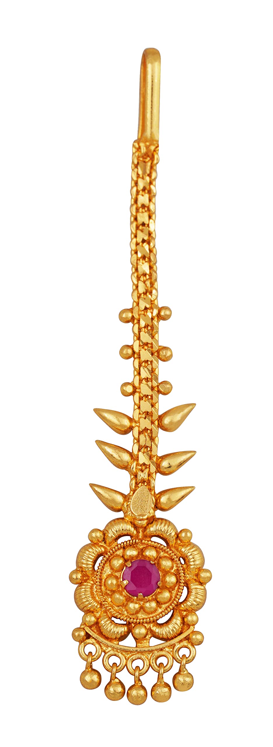 JFL- Jewellery for Less Traditional Stylish Gold Plated Ruby Red Color Stone Studded Floral Design Mang Tikka for Women and Girls.,Valentine (B0B8JCQMY1) Amazon Price History, Amazon Price Tracker