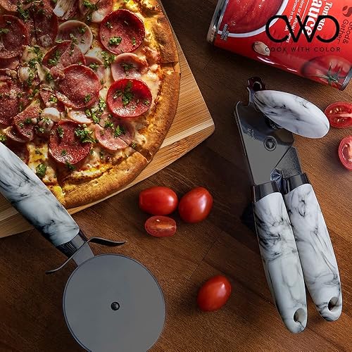 Vista 71 de COOK WITH COLOR juego de utensilios de cocina de acero inoxidable con revestimiento de cobre, con mangos suaves al tacto, 7 piezas Azul marino cobre