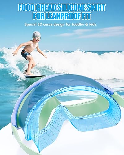 Miniatura 6 de Aegend Paquete de 2 gafas de natación de visión amplia, antivaho, UV, sin fugas, con tapones para los oídos para niños de 3 a 14 años