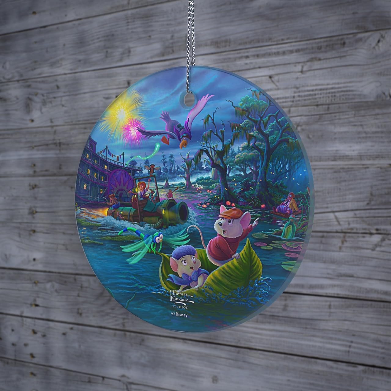 Trend Setters Disney – The Rescuers – Thomas Kinkade Studios - 3.5” Starfire Prints Hanging Glass Print Accessory – Officially Licensed Collectible | Complimentary Velveteen Gift Bag SPCIR1329 - Image 2