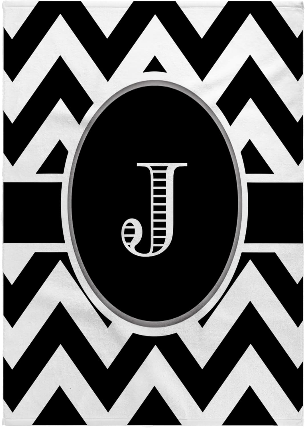3dRose Black and White Chevron Monogram Initial J 22x30 Bath Hand Pool Towel
