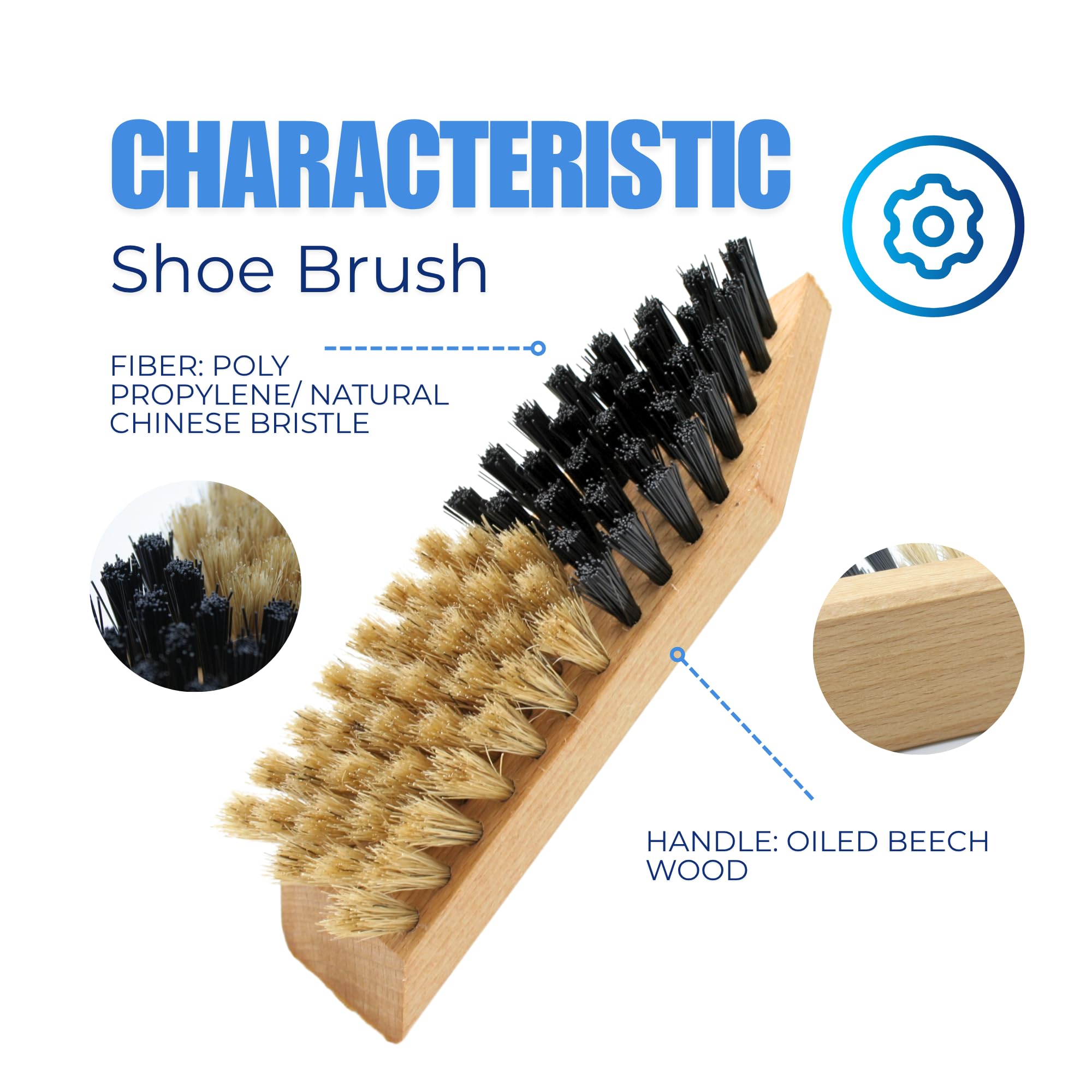DOJA Barcelona Brosse À Chaussures Efficace et Durable avec Design Ergonomique - Nettoyage Chaussure Dotée de Fibres Résistantes pour Un Entretien Soigné - Brosse À Saleté et Bois
