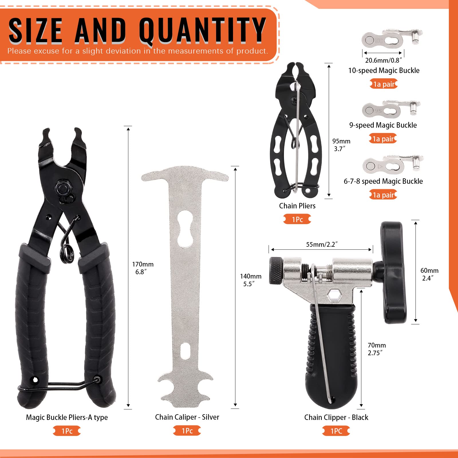 Tanstic 11Pcs Bike Chain Repair Tool Kit- Bike Link Pliers, Bicycle Chain Breaker Splitter, Master Link Pliers - Image 2