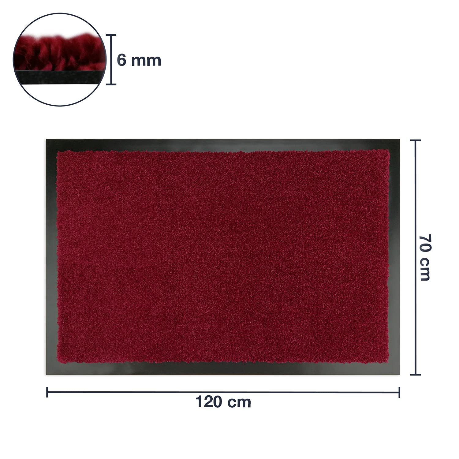 WohnDirect Paillasson 70x120 cm Rouge – XL entrée, antidérapant