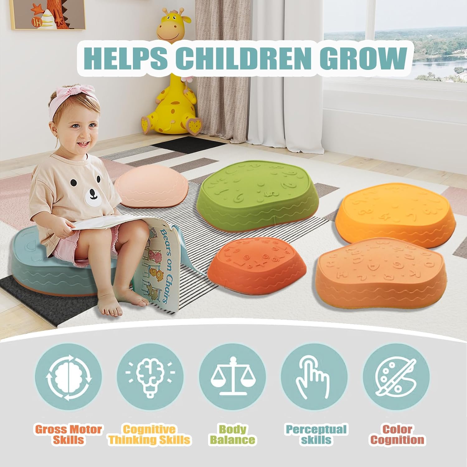 Fanboxk Stepping Stones for Kids,Non-Slip Toddler Sensory Stepping Stones for Promoting Toddler Balance Coordination Skills,Obstacle Courses Sensory Toys Outdoor or Indoor Play for Kids Age 3-8 - Image 5