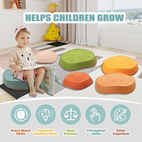 Miniatura 13 de Fanboxk Piedras para niños, antideslizantes sensoriales para promover las habilidades de coordinación de equilibrio de los niños pequeños, juguetes