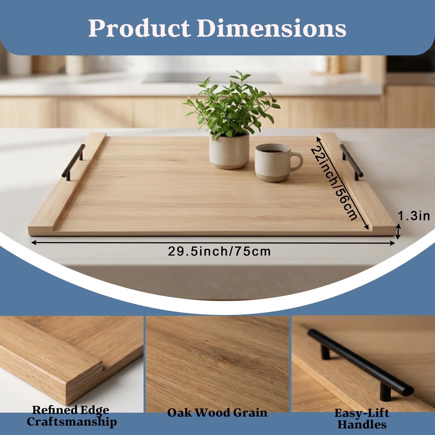 Oak Stove Top Cover | 30"x22" Noodle Board for Gas Stoves, RV Kitchen Counter Protector with Handles