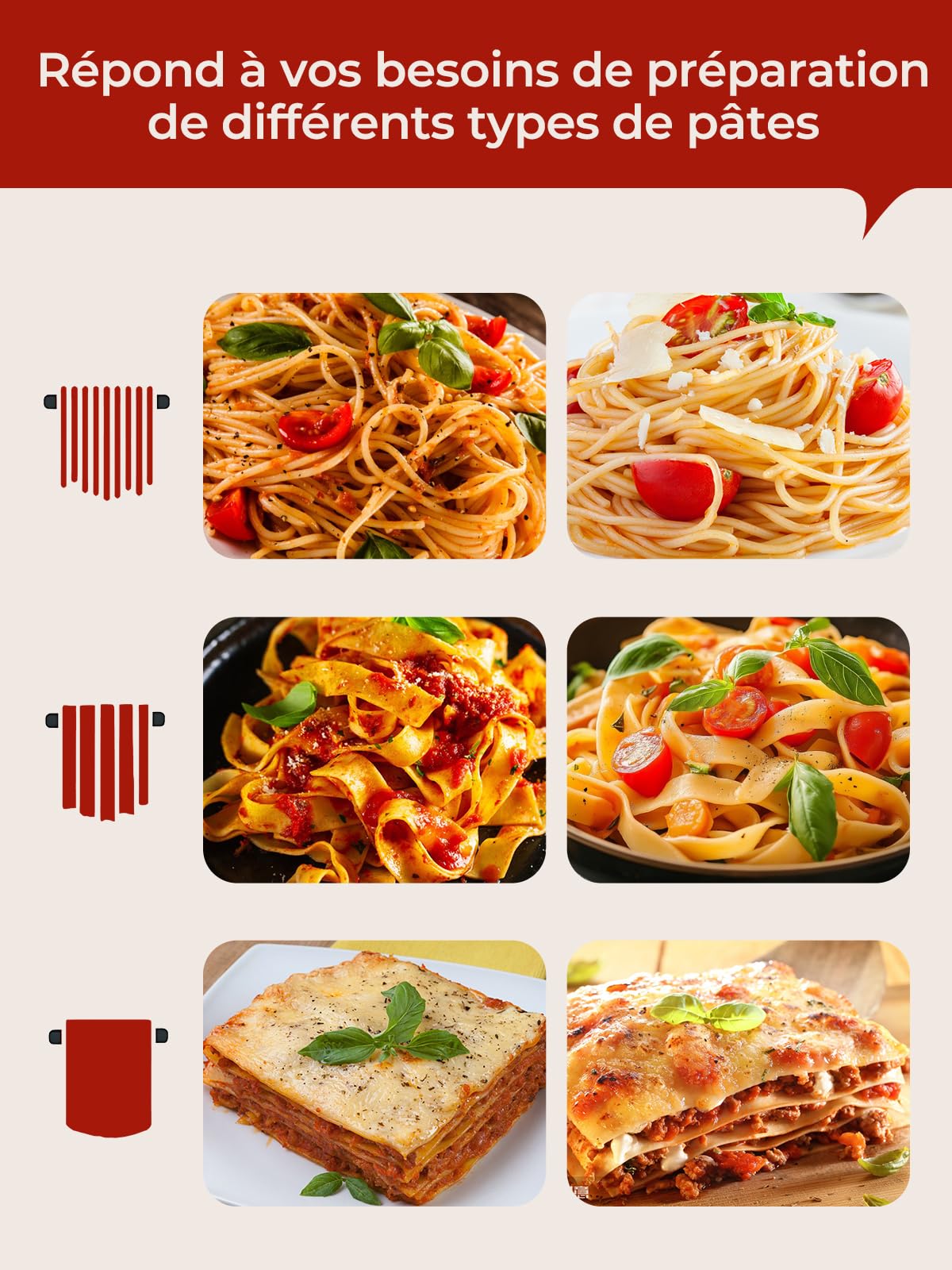 FOHERE Accessoires pour Machine à Pâtes pour KitchenAid Robot Pâtissier, Comprend Rouleau à Pâtes, Coupe-Fettuccines, Coupe-Spaghettis et Brosse à Nettoyage (7 épaisseurs Réglables)