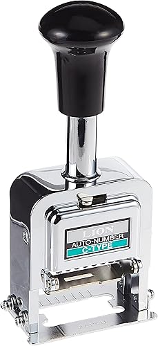 Lion Pro-Line - Máquina de numeración automática de servicio pesado, 6 ruedas, con alfabeto, 1 máquina de numeración (C-75), color plateado