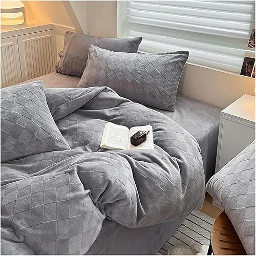 Miniatura 2 de Zixmix Winter Bedding Sets Double Plush Duvet Cover Sheet Pillowcase 4 Piece Queen Size Sheet Set,Bedding