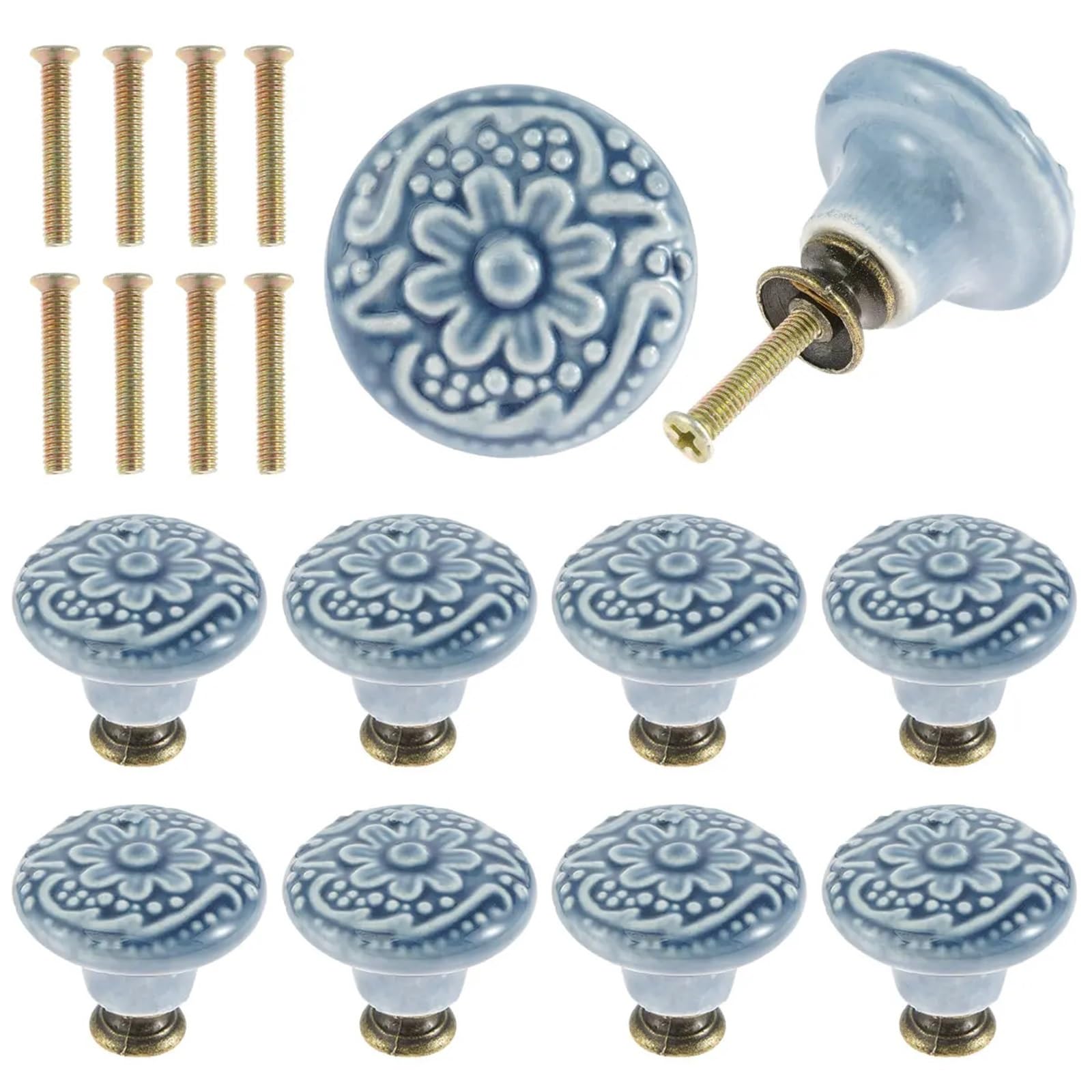Retro Ceramic Drawer Knobs 10-50 Pcs with Screws for Cabinet Cupboard