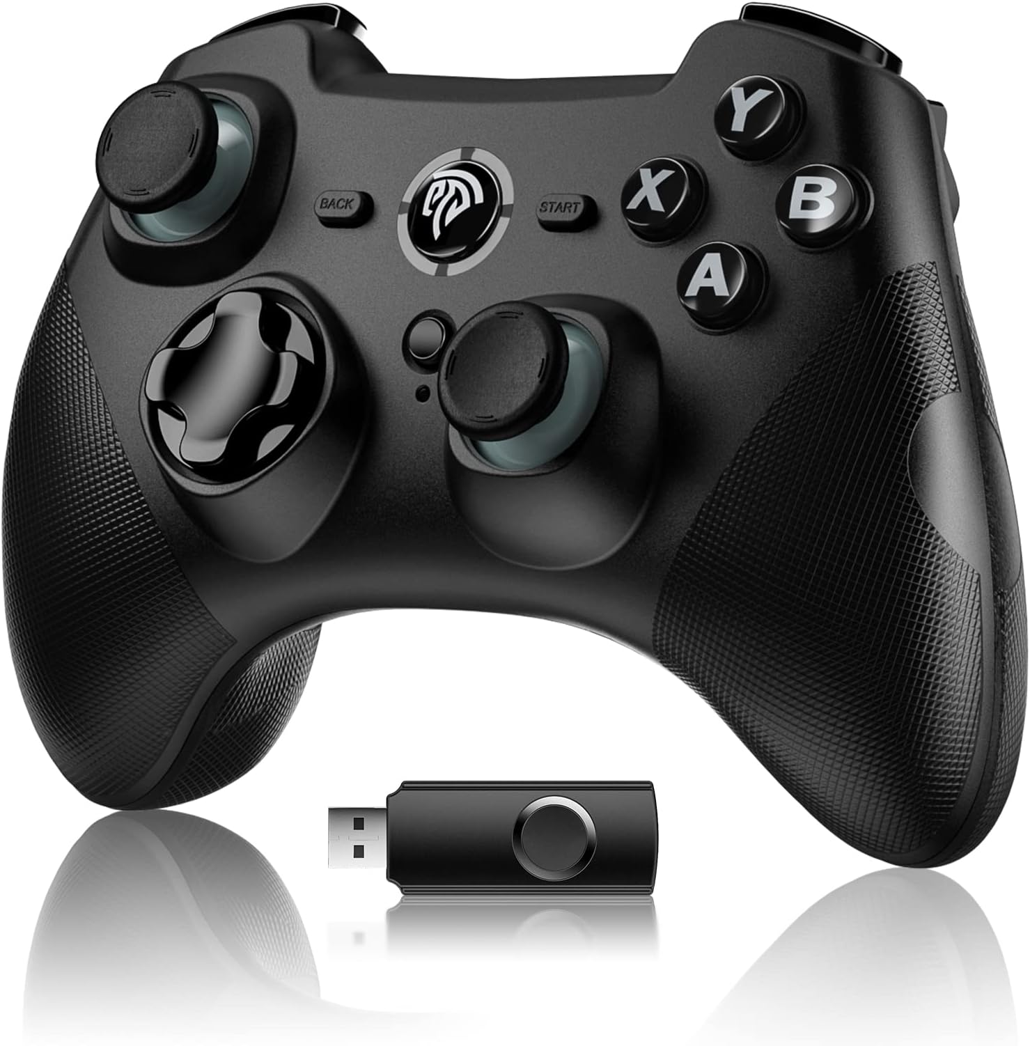 EasySMX Wireless Controller for PC, PC PS3 Gamepad Controller Joystick with Dual-Vibration Turbo and Trigger Buttons for Windows Laptop/Android/ PS3/ TV Box (Black-Wireless)