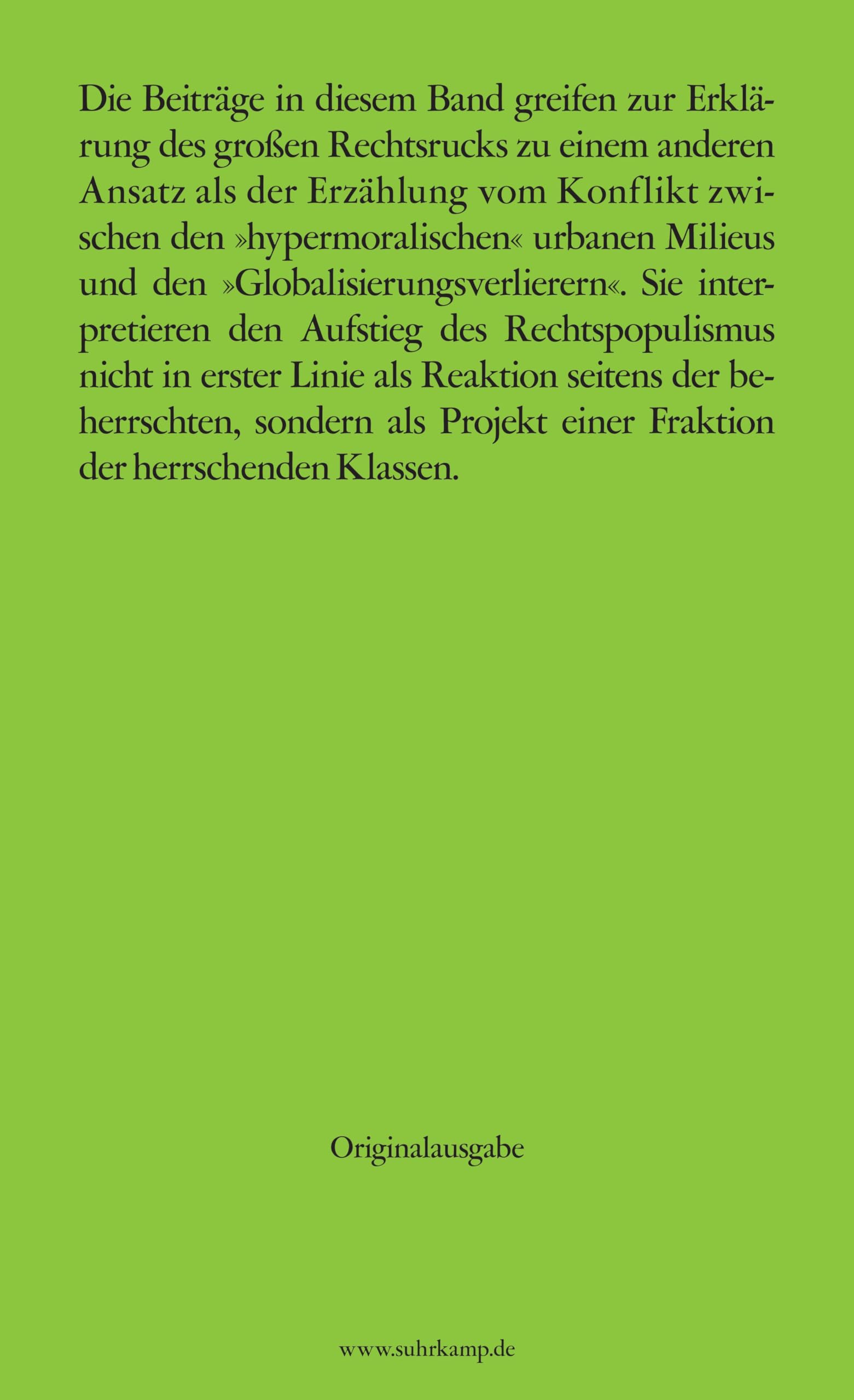 Oben rechts: Rechtspopulismus als Klassenprojekt (edition suhrkamp)