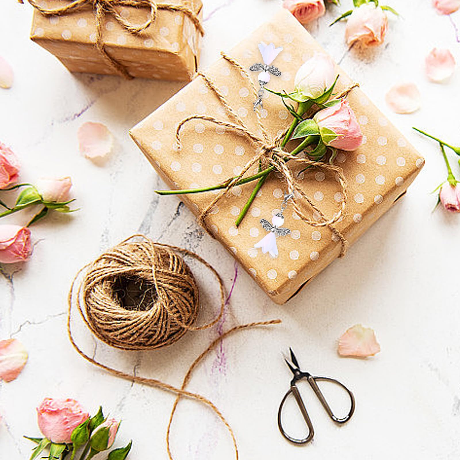 Set di 50 ciondoli a forma di angelo custode fai da te con perline, per gioielli fai da te, per matrimoni, battesimi, baby shower, Natale, compleanni, regali