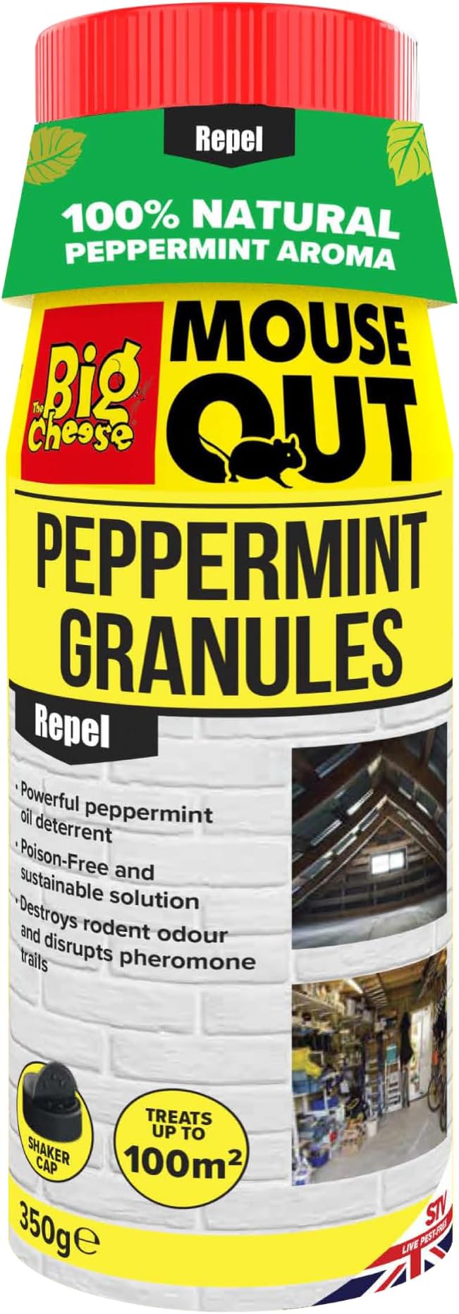 The Big Cheese Mouse Out Peppermint Granules – 350g Non-Toxic Rat & Mouse Deterrent | Poison-Free Rodent Repellent | Safe for Food Storage Areas