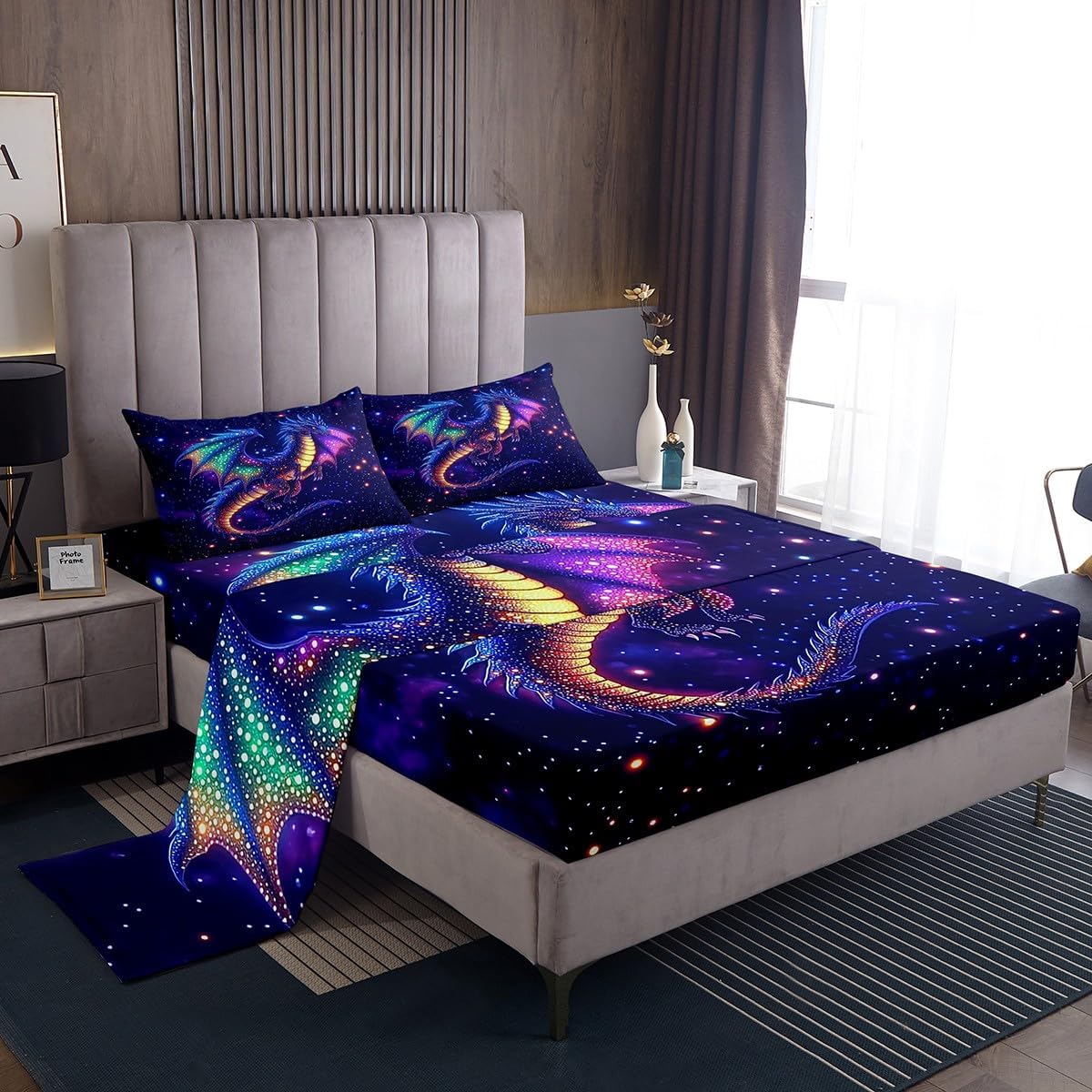 Manfei Dachshund Fitted Sheet Set Twin Size 3 Pcs,Dog Animals Watercolor Graffiti Bed Sheet Set for Bedroom Decor,Lovely Puppy Pet Lover Bedding Set with 1 Flat Sheet 1 Pillowcase