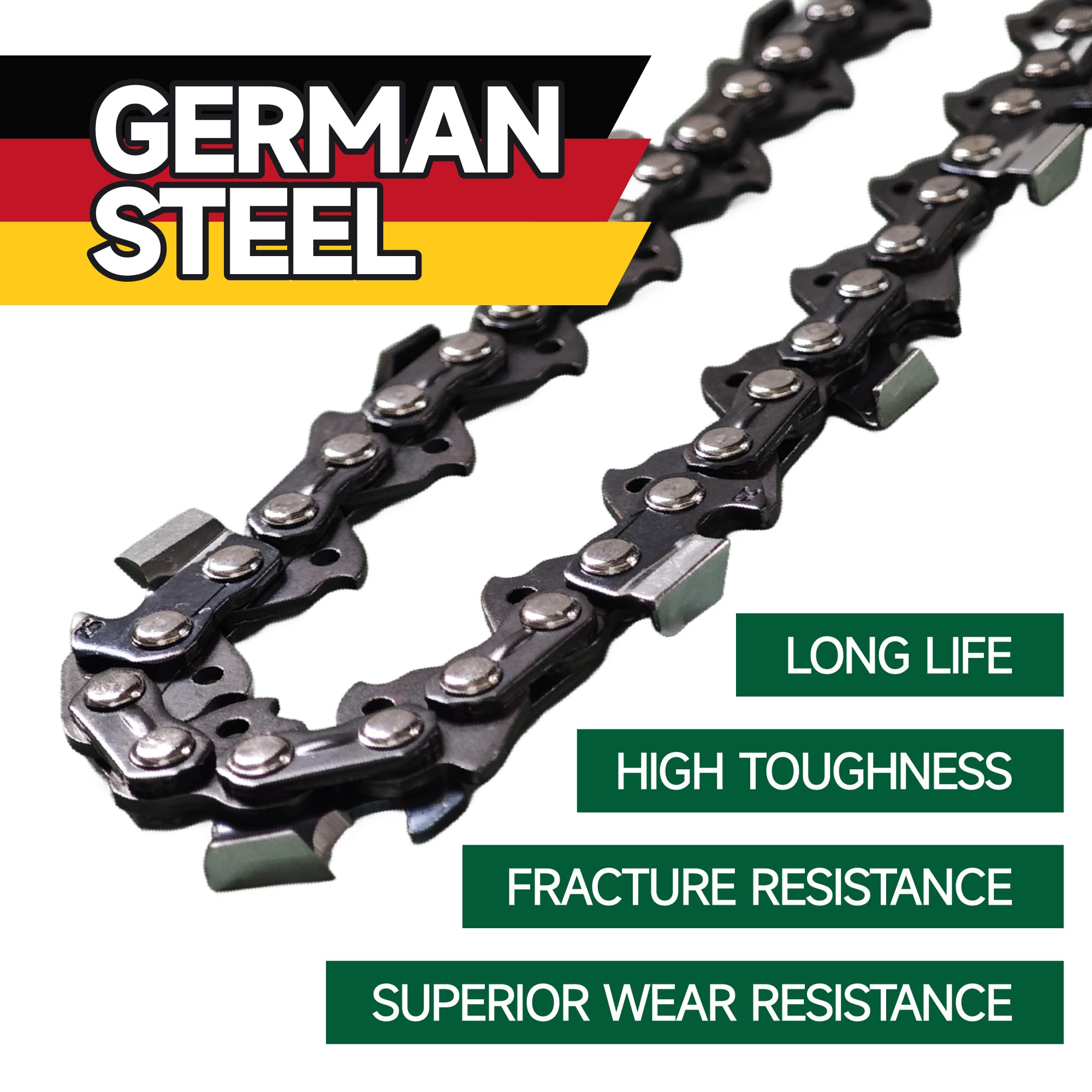Paquete de 4 cadenas de motosierra de 18 pulgadas, paso de 0.325 pulgadas, calibre de 0.50 pulgadas, 72 eslabones de transmisión, cadenas de sierra de retroceso bajo, compatibles con Husqvarna 440 445