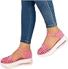 Sandals for Women Dressy Summer,Platform Closed Toe Sandals Fringe Ankle Buckle Strap Beach Outdoor Shoes