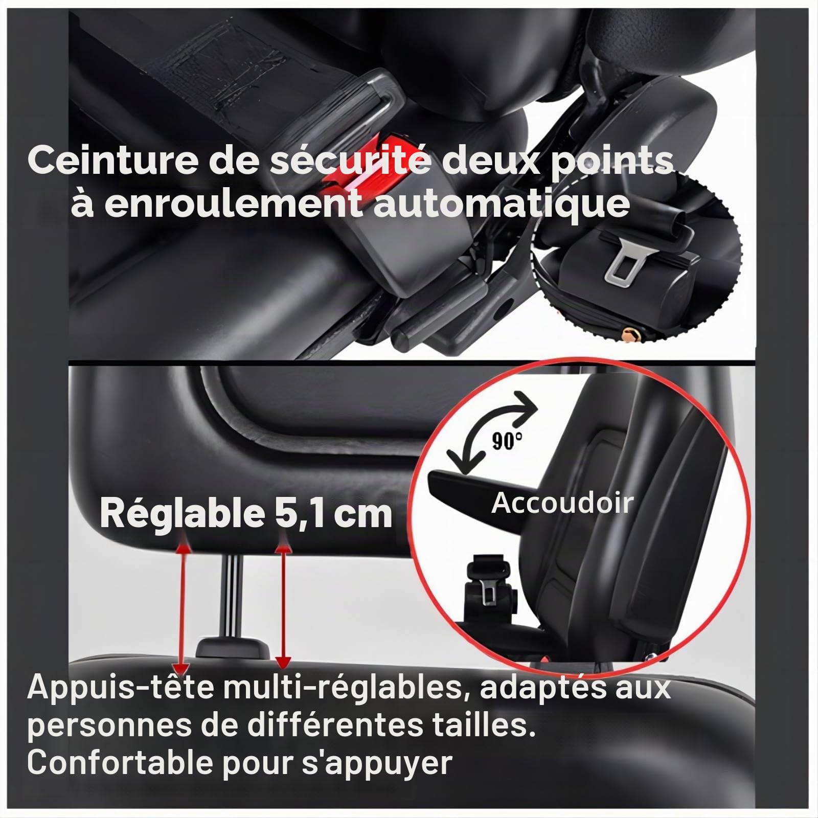 Siège universel pour tracteur, chariot élévateur avec rail coulissant, siège de tondeuse à gazon avec accoudoir réglable, ceinture de sécurité et appui-tête, pour pelleteuse, bulldozer et autres