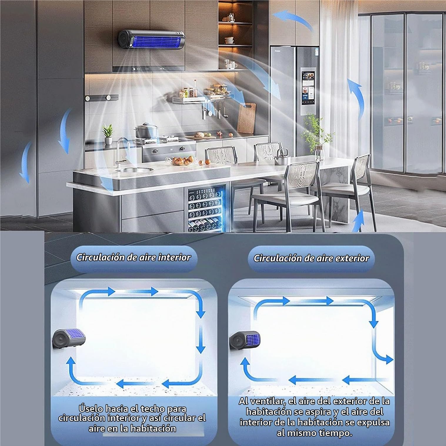 Aire acondicionado portátil, ventilador de refrigeración con 3 velocidades y pantalla táctil LED, aire acondicionado de carga USB para dormitorio, escritorio, hogar, habitación, oficina