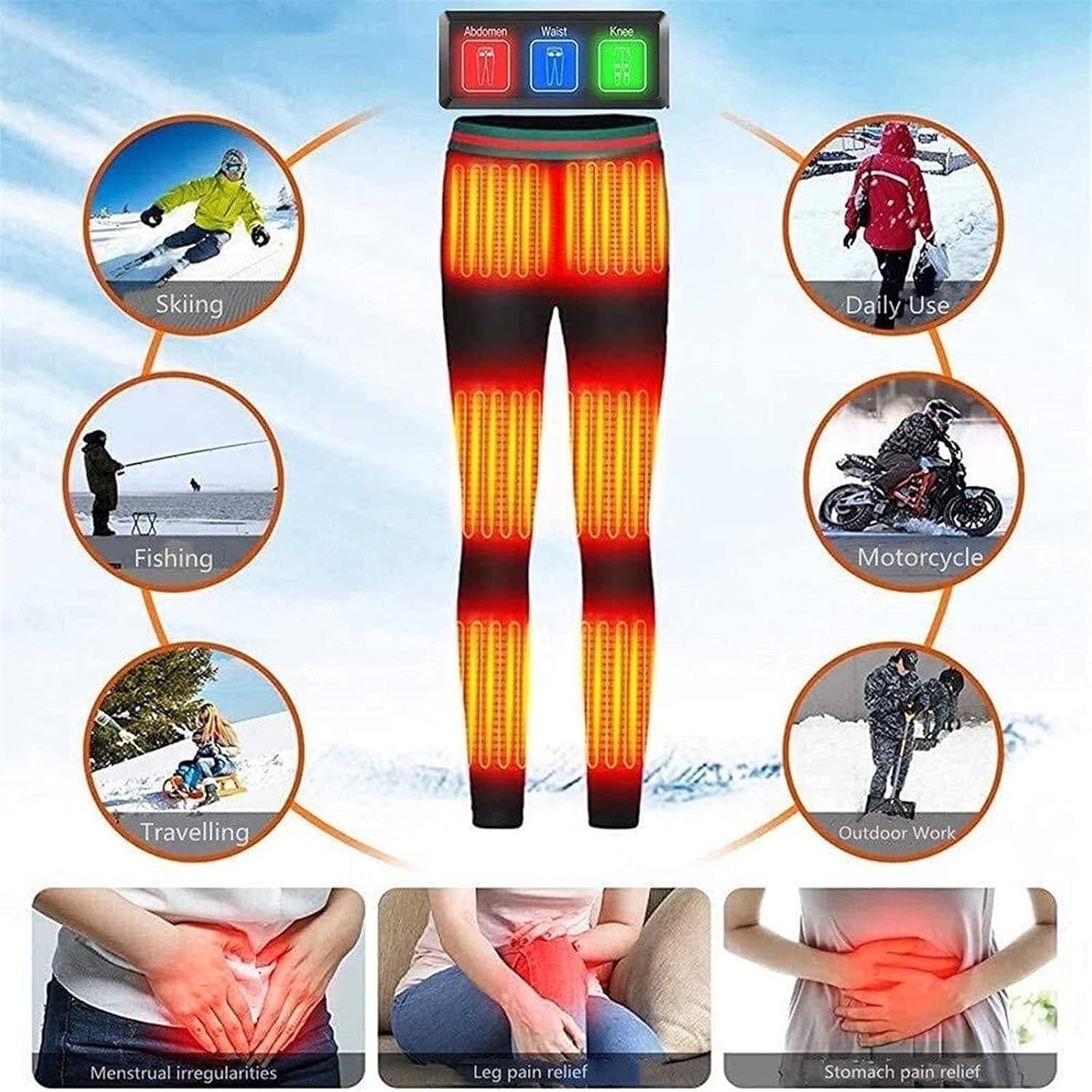 Ropa Interior térmica, Traje Calefactor, Ropa Interior eléctrica de Invierno para Mujer, Pantalones térmicos Lavables, para Senderismo al Aire Libre, esquí, Pesca, Acampada (Gris, L)