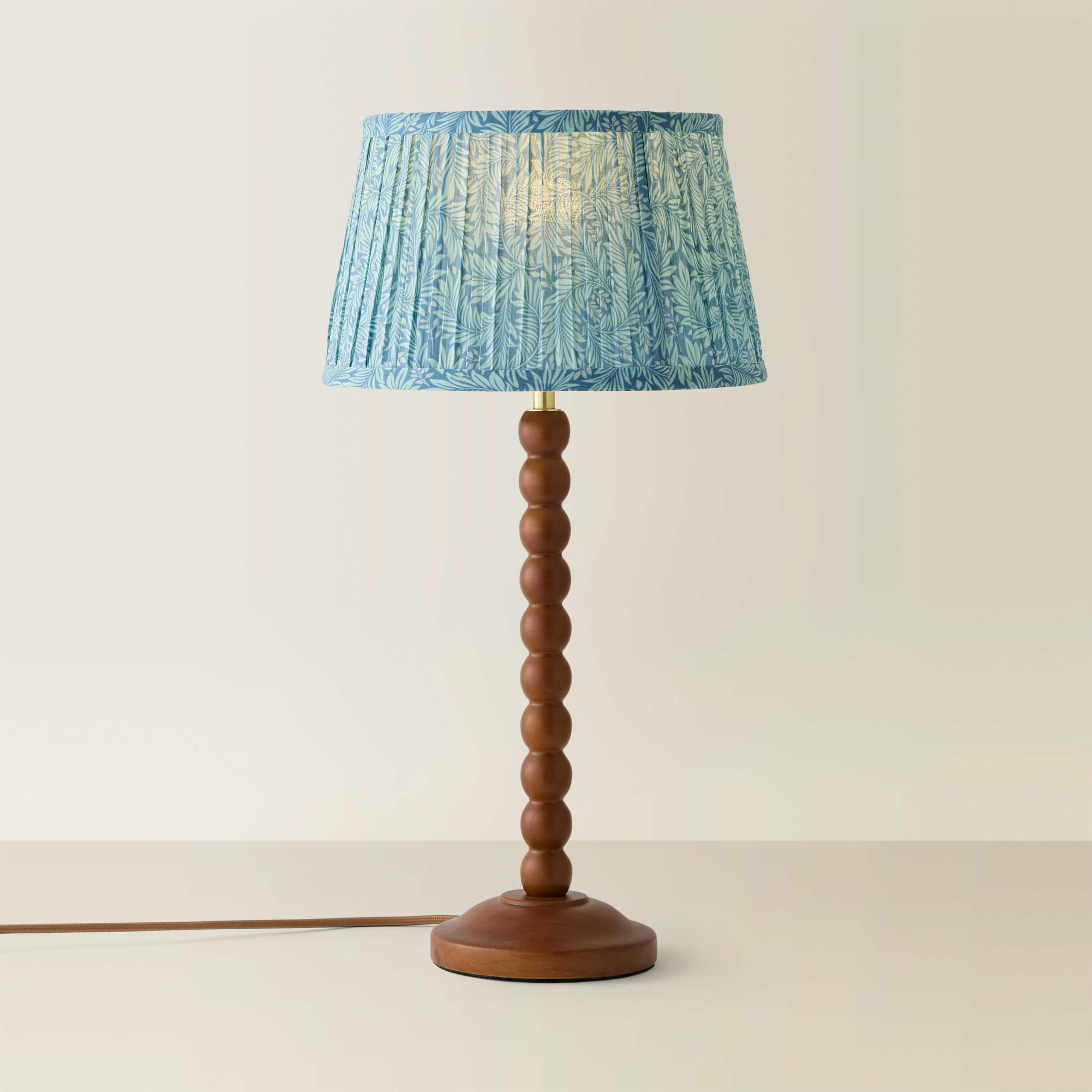 ValueLights | Bobbin Leaf Printed Pleated Shade Walnut Bobble Table Lamp | Table Lamps, Home Décor & Improvement Essential