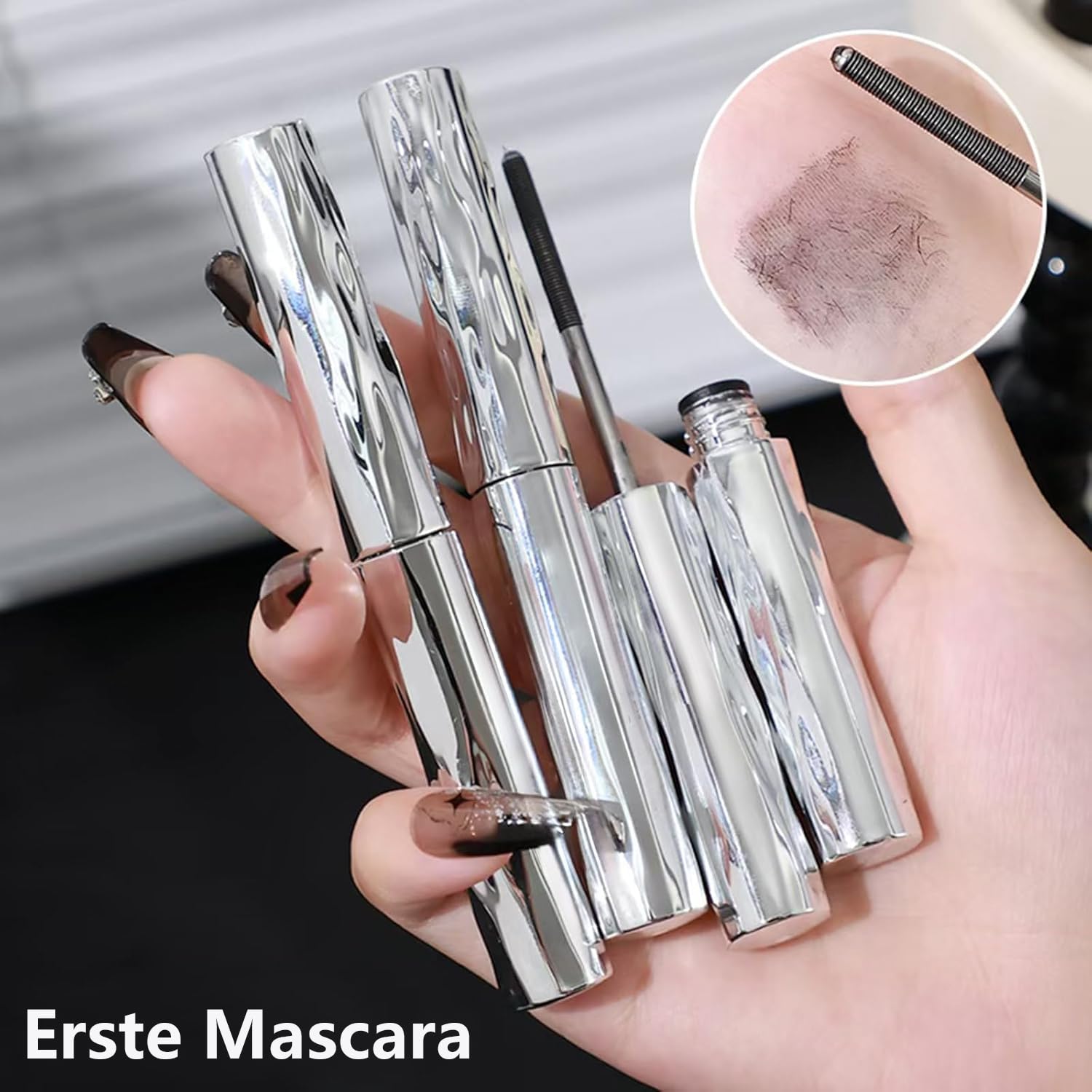 Mascara Wasserfest, Neu 3D Curling Eyelash Iron, Metal Mascara mit Metallbürste, Wasserfest Iron Eye Mas cara Volumengebende Wimperntusche Schnell Trocknend und Wischfest (3PC)