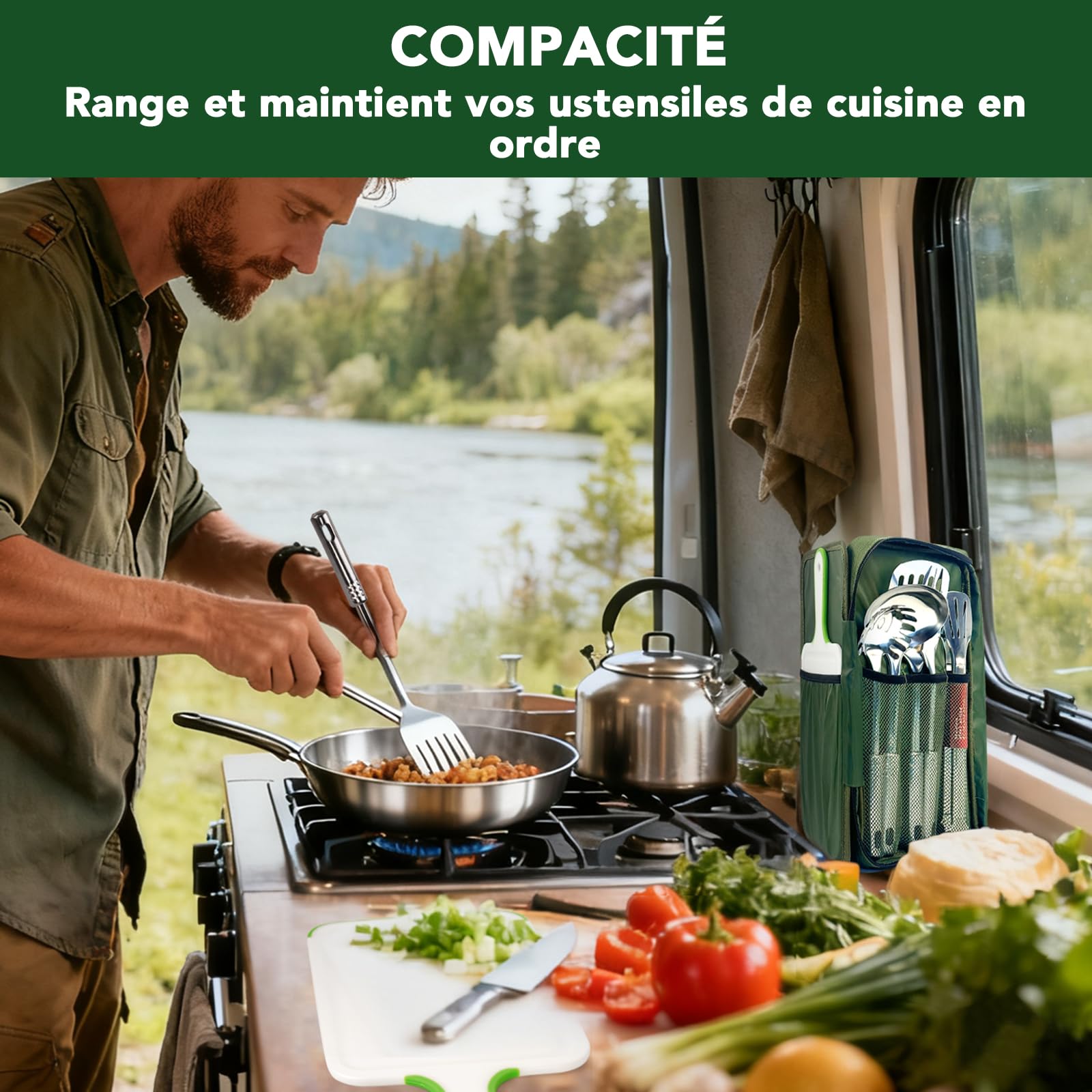 E EASTSTORM Set de Cuisine Camping, Ustensiles de Cuisine de Camping-Car Accessoires de Camping, Kit Camping pour la Randonnée, l'escalade, Le Plein Air, La Survie dans l'arrière-Pays