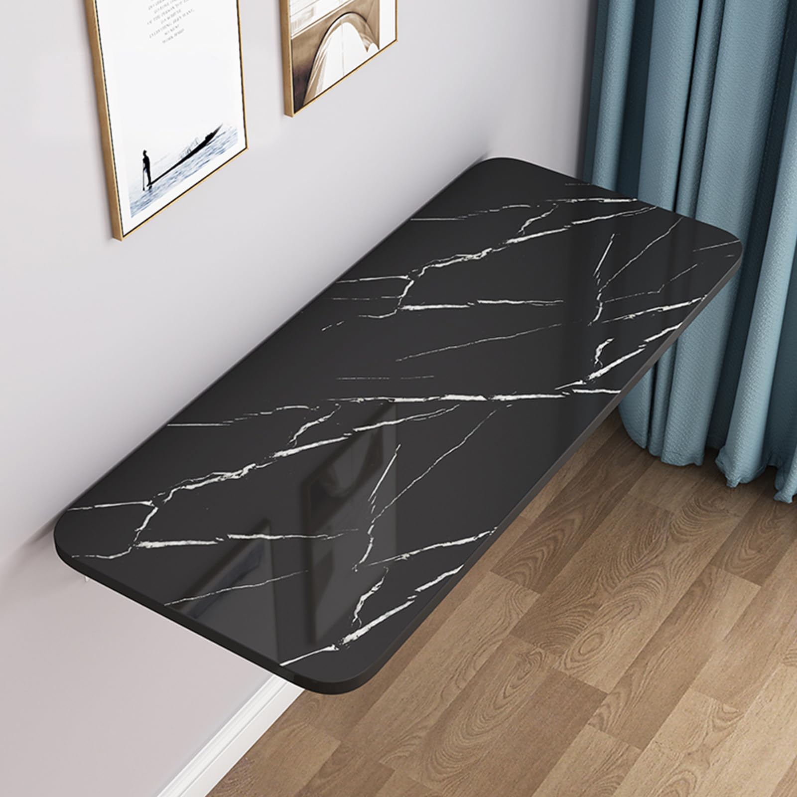 Établi suspendu pliable noir de 120 cm : le bureau gain de place mural multifonction