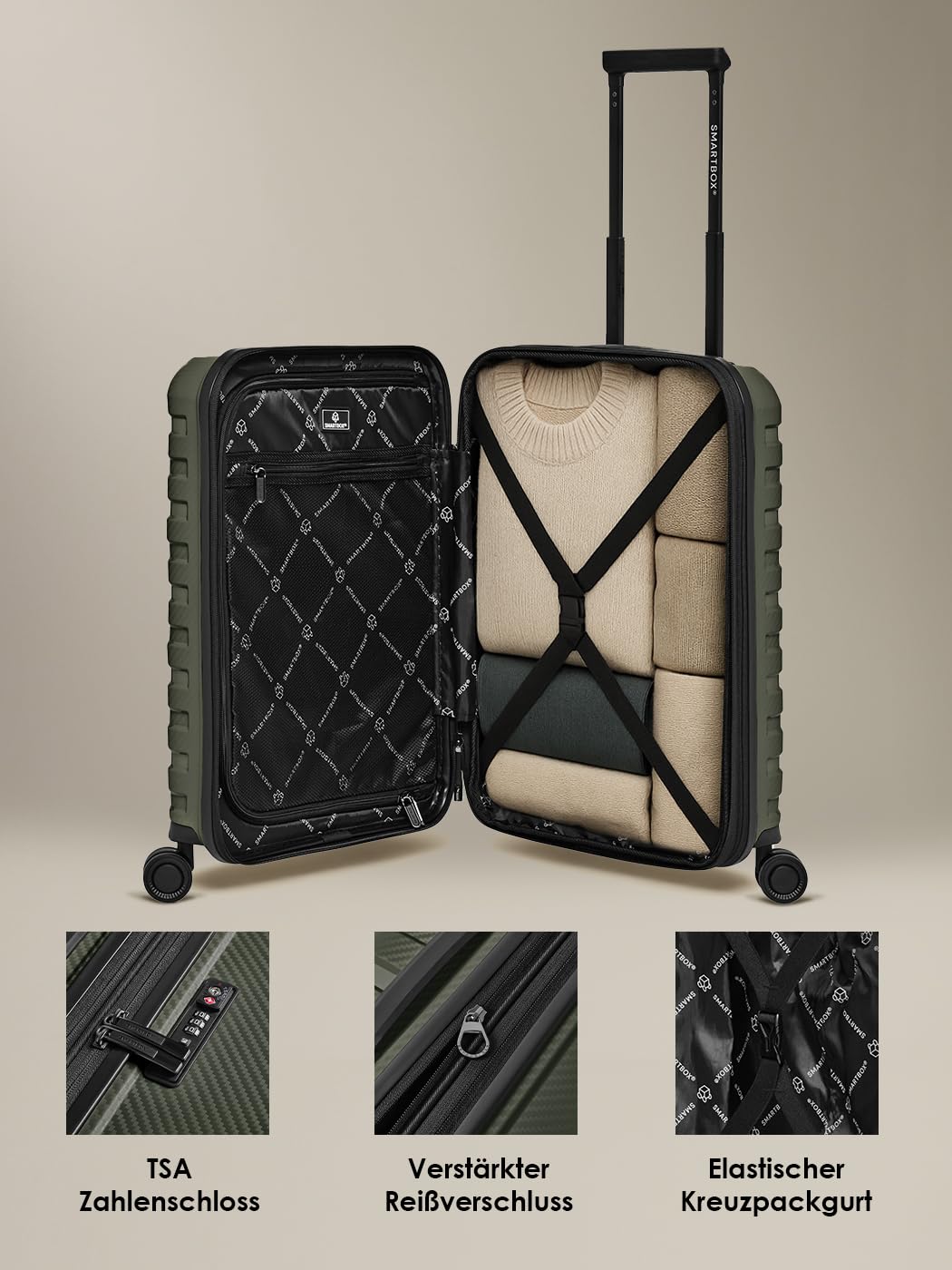 Smartbox Edición 01 Artículo básico, verde oliva, Koffer S (55 cm) erweiterbar