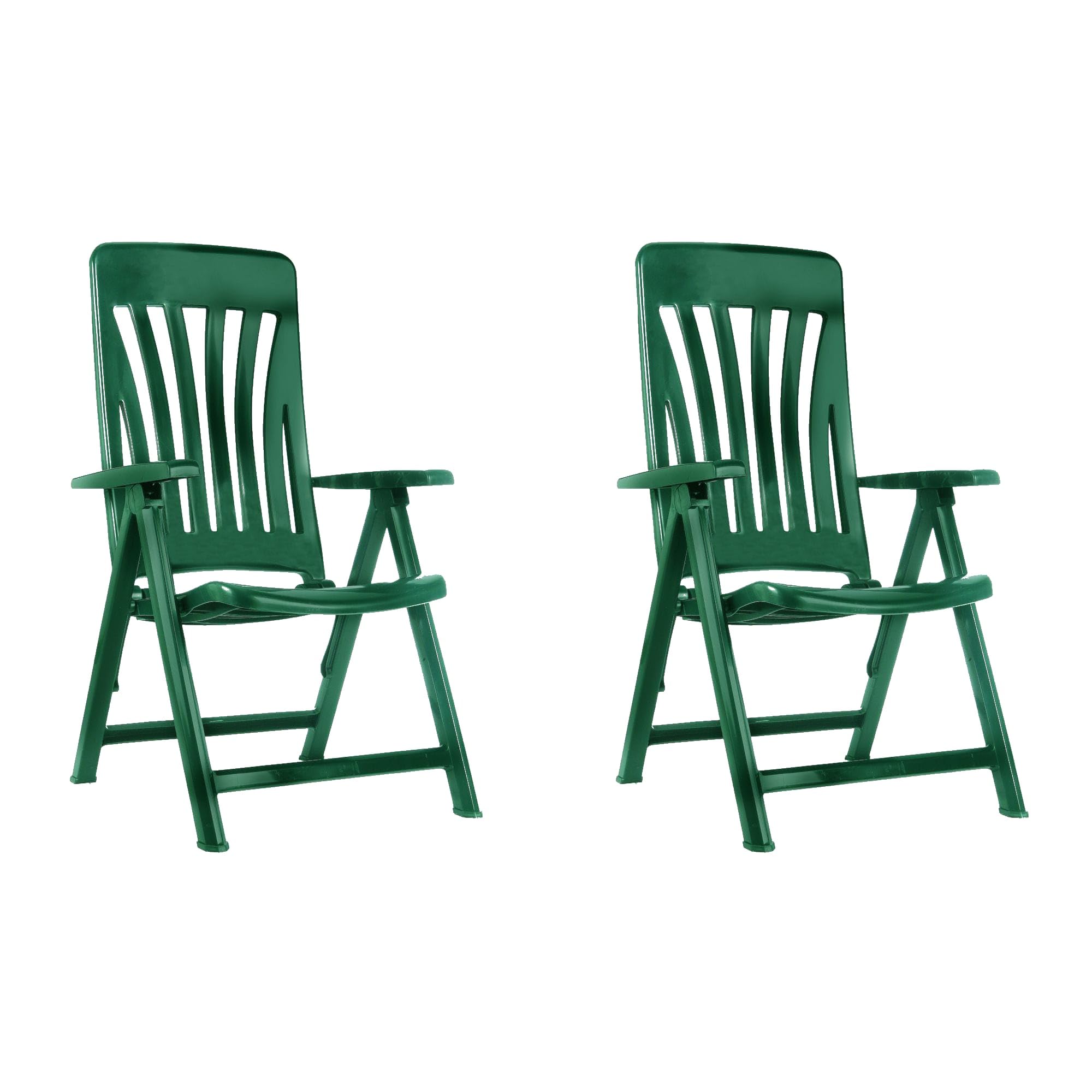GARBAR BLANES Set 2 Silla con Brazos Multiposiciones Exterior | jardín, terraza, balcón, Playa, Piscina, Picnic, Camping, Catering | diseño, Ligero, Plegable, reclinable | Verde Oscuro