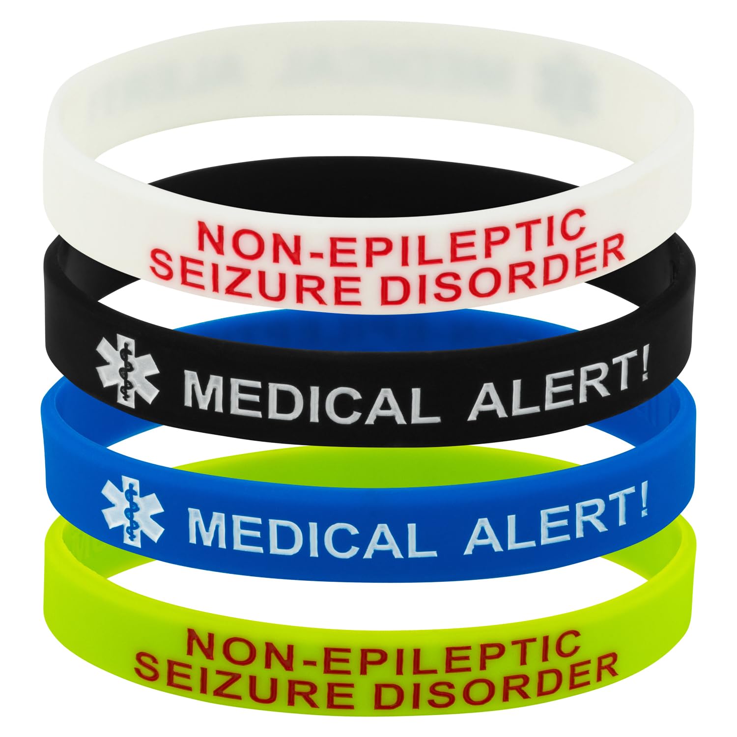 Paquete de 4 pulseras de alerta médica para trastorno convulsivo no epiléptico NES