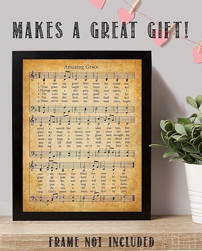 Miniatura 9 de Amazing Grace - Póster artístico para pared, impresión artística sin marco de 11 x 14 pulgadas, gran inspiración, hojas musicales para regalo y