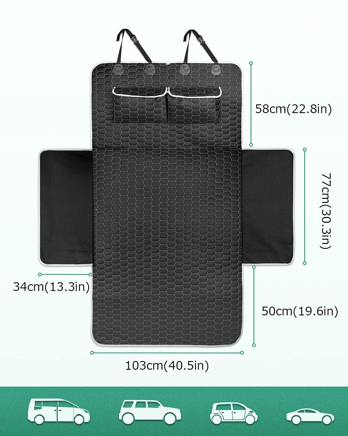 1 Pièce Tapis de Coffre pour Chien pour Kia NIRO 2017-2022/E-NIRO 2019-2024, Protection de Coffre Imperméable avec Protection Latérale et Rebord de Pare-Chocs