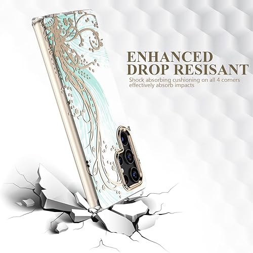 Miniatura 6 de Happypapa Elegante funda protectora para Samsung Galaxy S22 Ultra de cuerpo completo a prueba de golpes, protección contra caídas pesadas, absorción