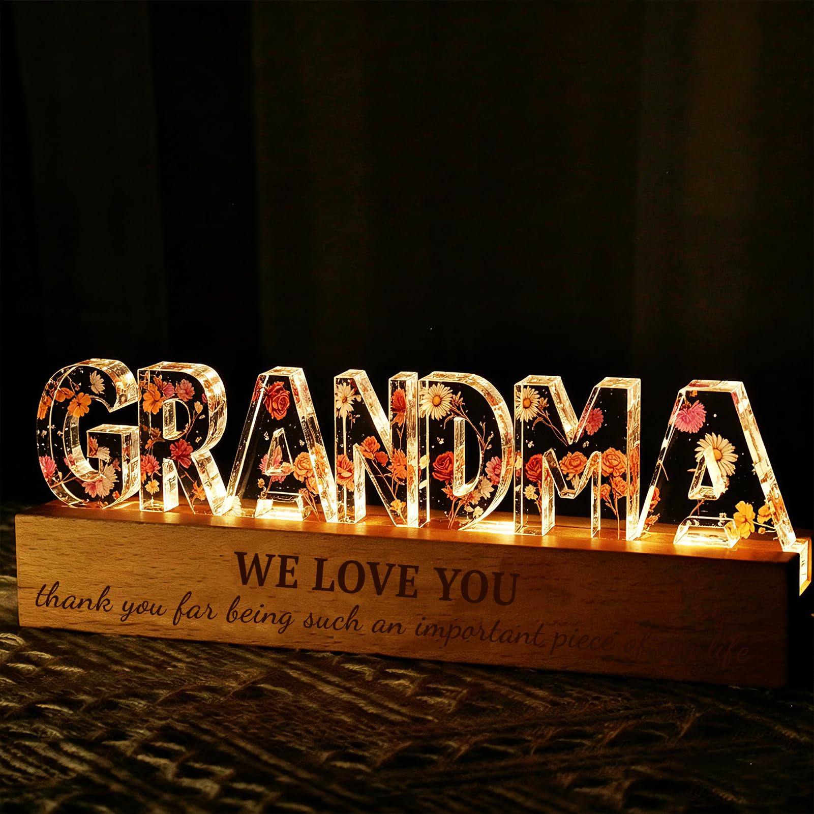 ZJZG Grandma Plaque Desk Decor Night Light - Birthday Gifts for Grandma, Unique Bedside Lamp for Grandma, Christmas Thank You Gifts for Great Grandma