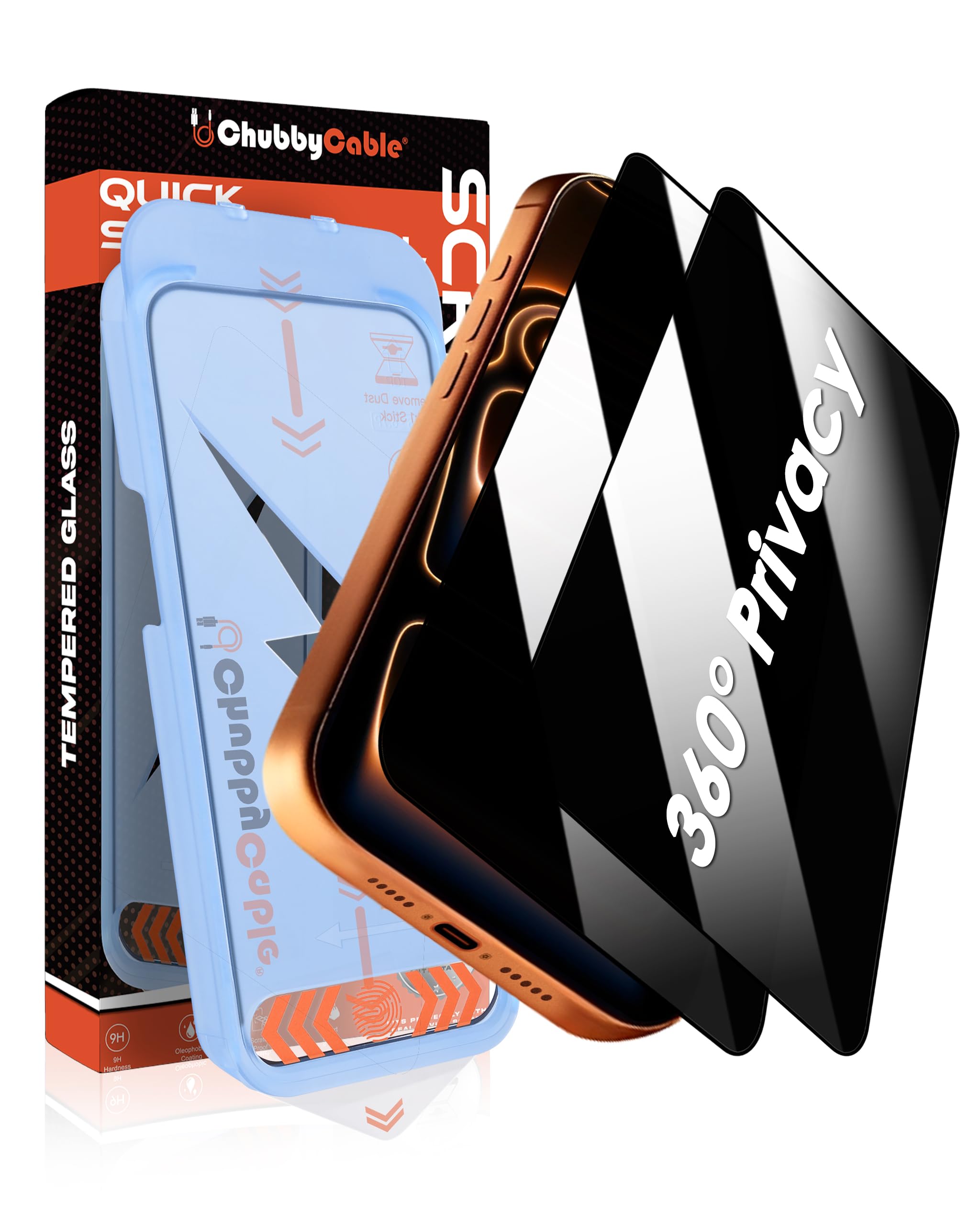 Photo 1 of chubbycable 360 Privacy Screen Protector for iPhone 17 Pro Max (2 Pack)