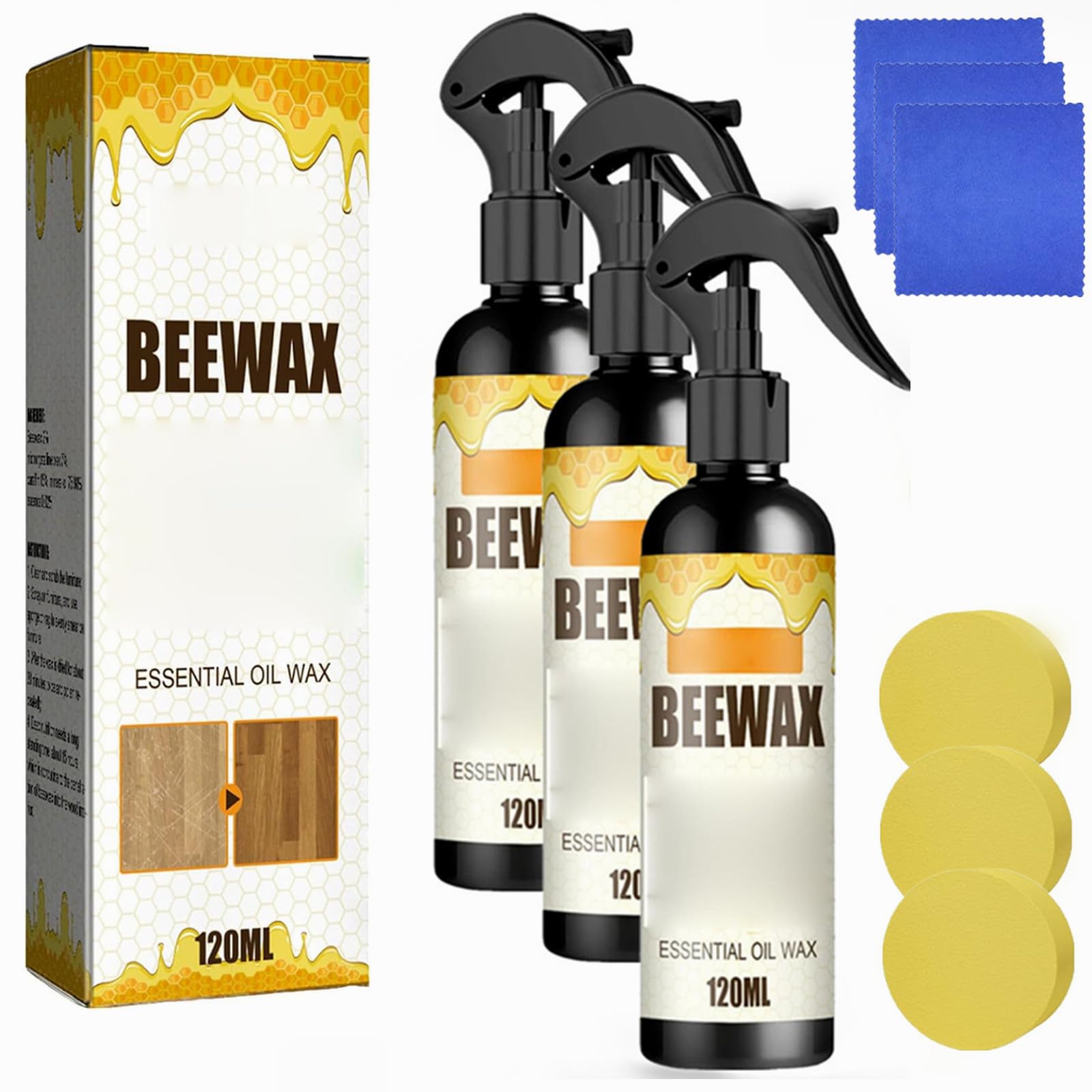 Bienenwachs Möbelpolitur,Bienenwachs Spray,Natürliches Mikromolekularisiertes Bienenwachsspray,Bienenwachsspray für Möbel,Natural Micro Molecularized Beeswax Spray,Möbelpflege Bienenwachs,120 ml (3pc)