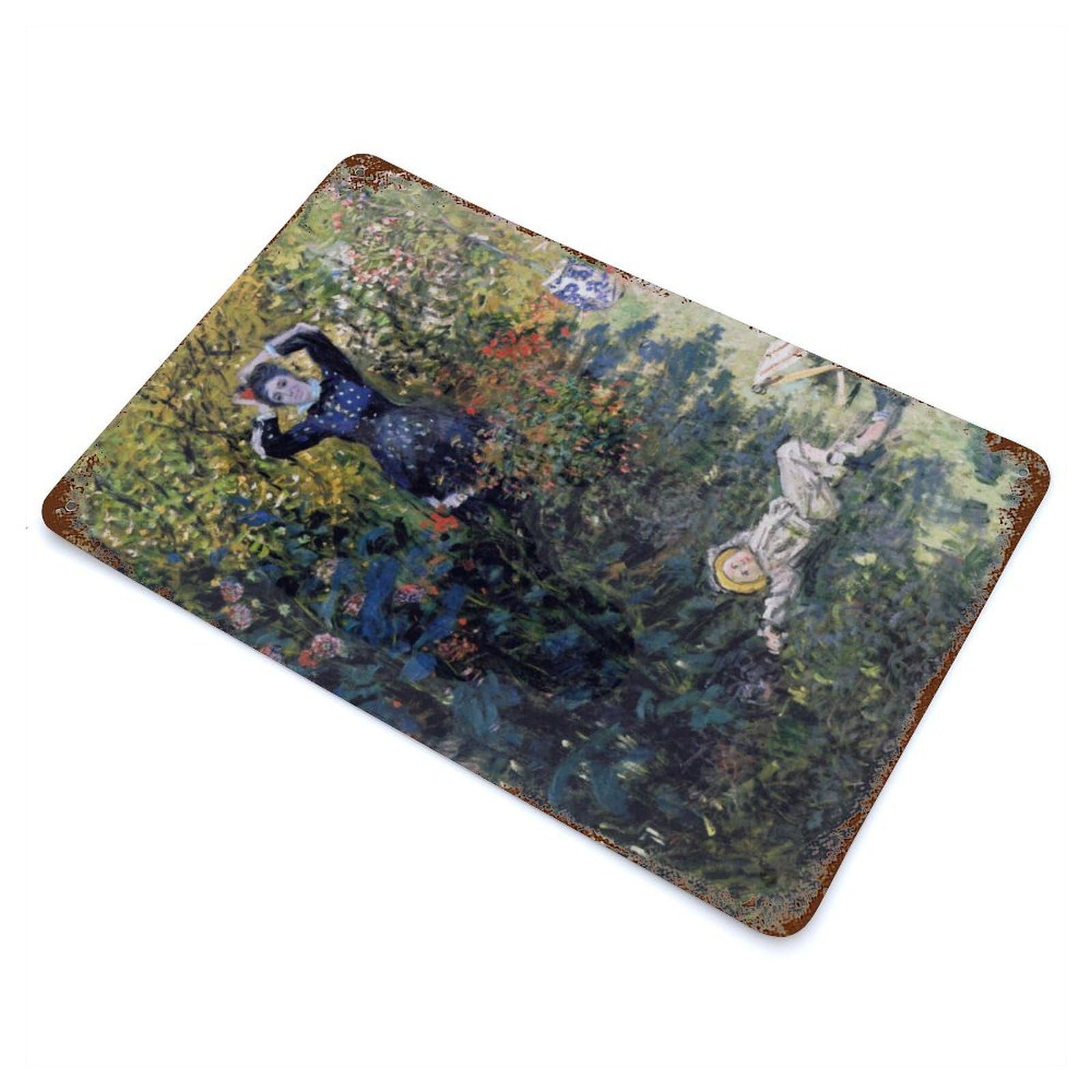 Camille And Jean Monet Aged Metal Wall Plaque 11.8"x7.9", Industrial Home Decor for Pub, Kitchen And Man Cave Decor