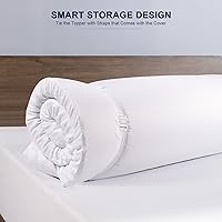 Vista 7 de Ferlizer Funda de colchón Queen de 2 pulgadas, funda de bambú con cremallera para cubrecolchón, correas ajustables cortas Queen, extraíble y lavable